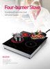 Compatible 4 Burner, Electric Combined 2 Induction and 2 Infrared Cooktop 1800W+1600W+1800W+1300W,220-240v Built-in Glass Ceramic Surface, AM-DF402