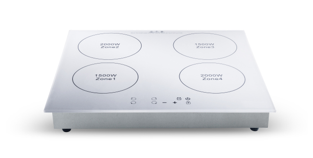 Ultra Slim Induction Cooktop 4 Burners Built-in 2000W+1500W+2000W+1300W, Precise Cooking Timer, Fast Cook Space Time and Energy Saving, AM-D401R