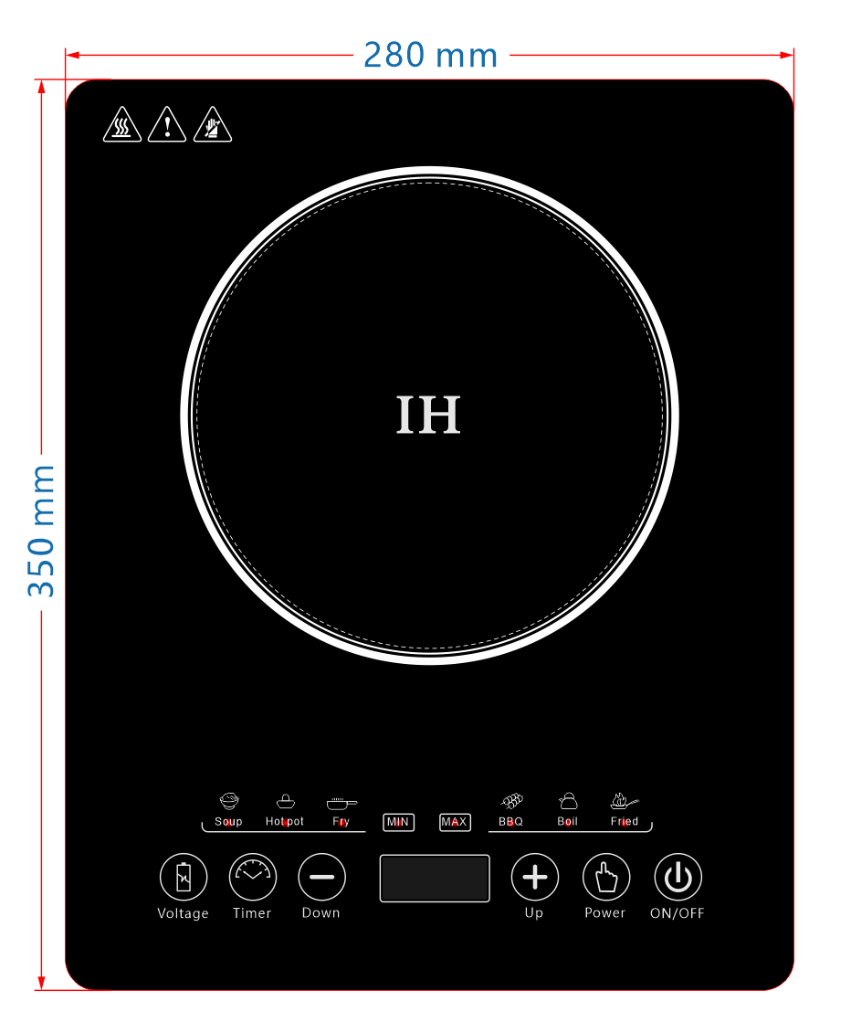 Portable Induction Cooktop, Electric Hot Plate, Programmable Single Burner with Touchscreen LED Display, Temperature Control, and Auto Shut Off, 2000 Watt, Black, AM-D116