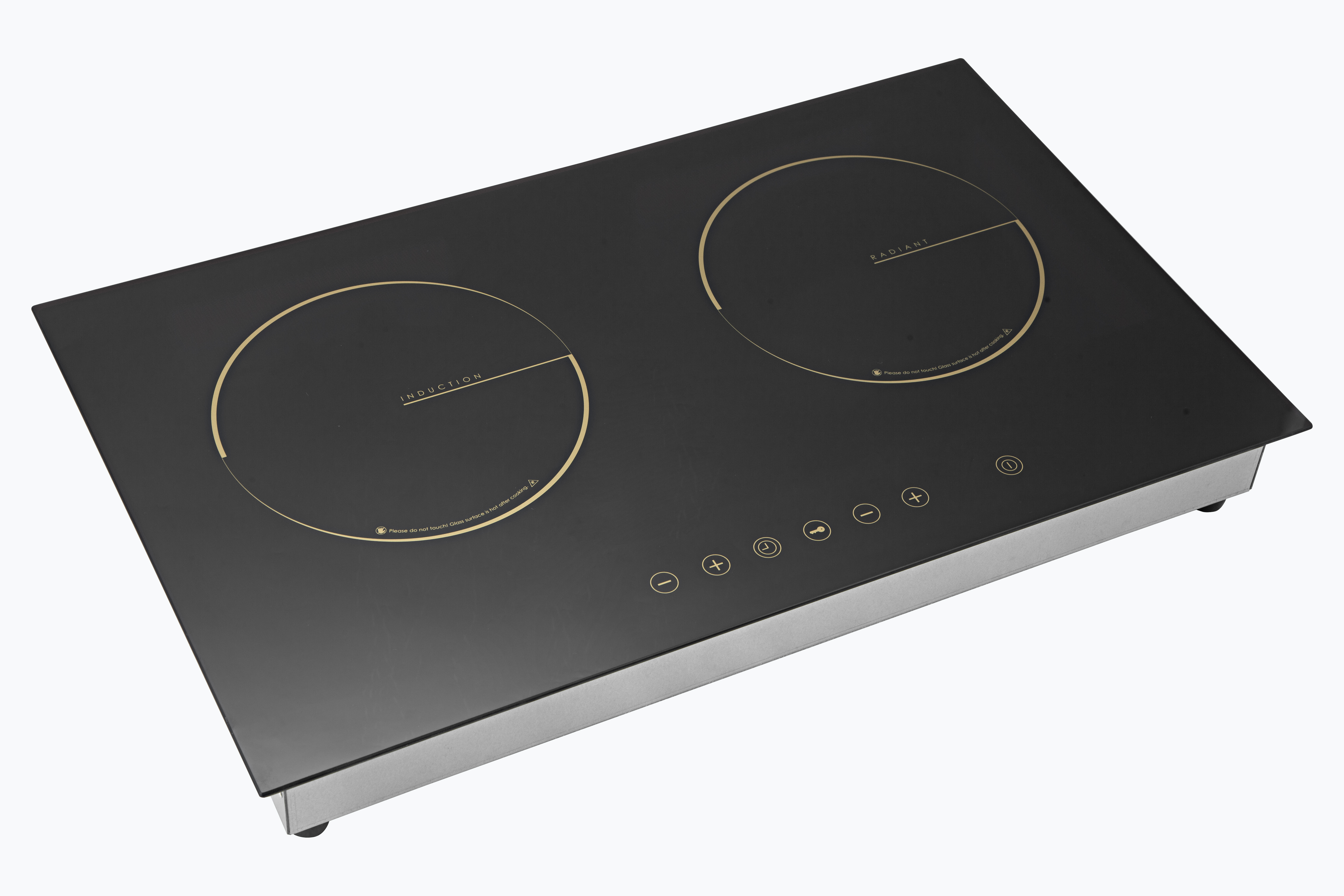 Culinary Combined Induction and Infrared Double Burner Cooker, 2000W+2000W A-grade Ceramic Glass Hot Plate Easy to Clean, Built-in or Countertop Design, AM-DF210