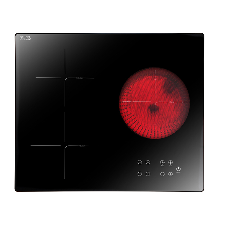 Dormitory Household Use Combined 2 Induction and 1 Infrared cooker, 3 Burners, Low Noise Electric Cooktops With 1200W+1800W+2200W Sensor Touch, Independent Control, Safety Lock, AM-DF301