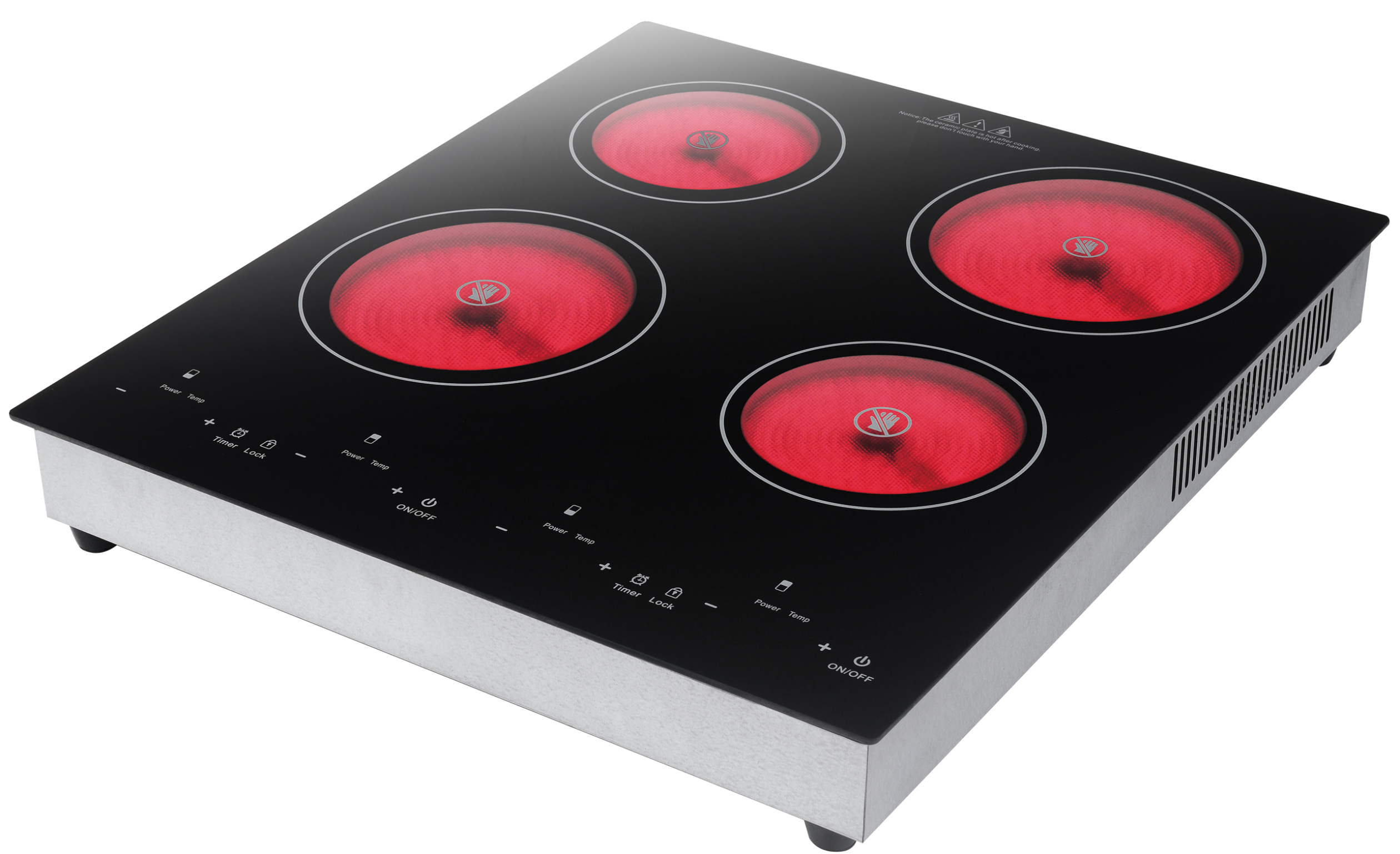 Multi-functional Infrared Cooker Four Burners Ceramic Glass Tabletop, Easy to Clean Built-in Hob Plate Flat Stove, Sensor Touch Screen, AM-F401