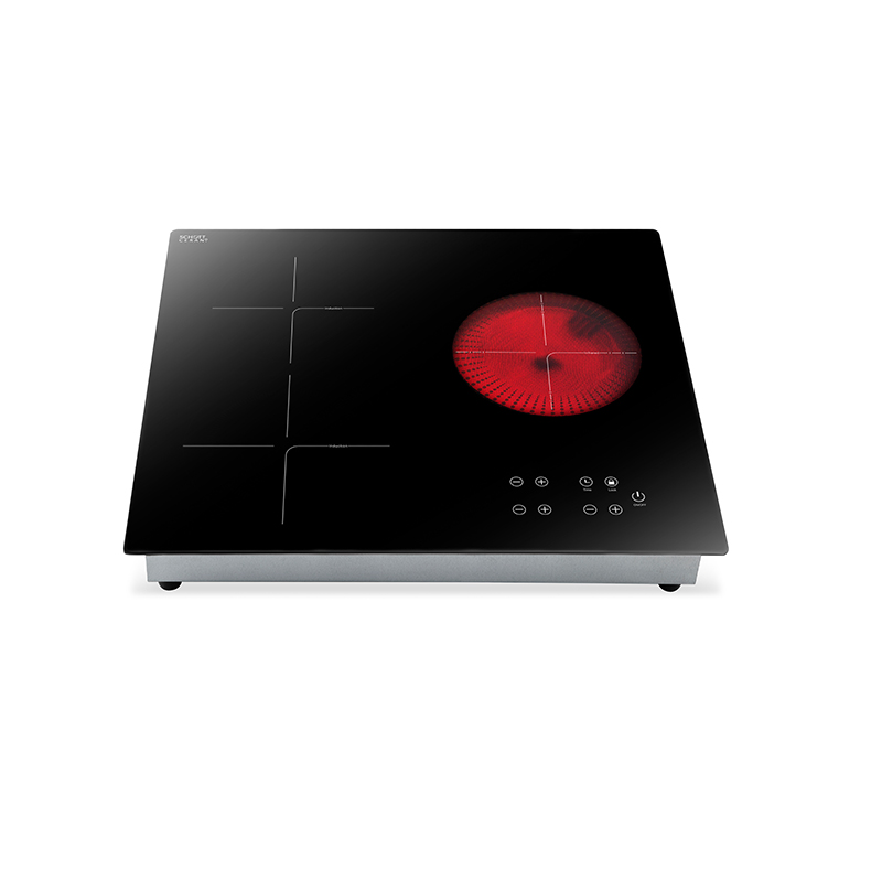 Dormitory Household Use Combined 2 Induction and 1 Infrared cooker, 3 Burners, Low Noise Electric Cooktops With 1200W+1800W+2200W Sensor Touch, Independent Control, Safety Lock, AM-DF301